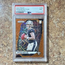 2024 Panini Prizm Lazer Prizm Rookie Spencer Rattler #388 PSA 9 Saints Card. rookie card picture