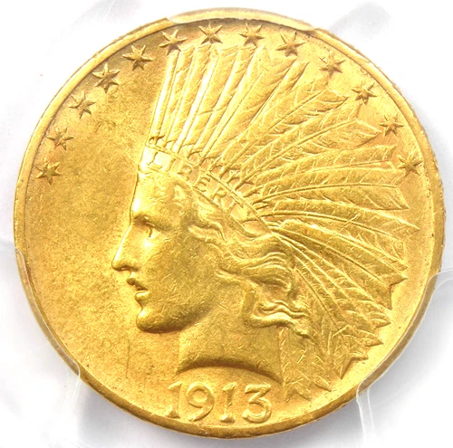 1913-S Indian Gold Eagle $10 Coin - Certified PCGS AU58 - Rare - $4,750 Value