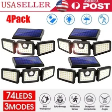 4 Pack Solar Security Lights with Motion Sensor & Adjustable LED Heads