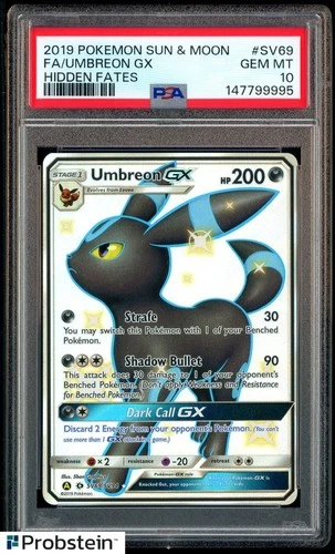 2019 Pokemon Sun & Moon Hidden Fates #SV69 FA Umbreon Gx PSA 10 GEM MINT
