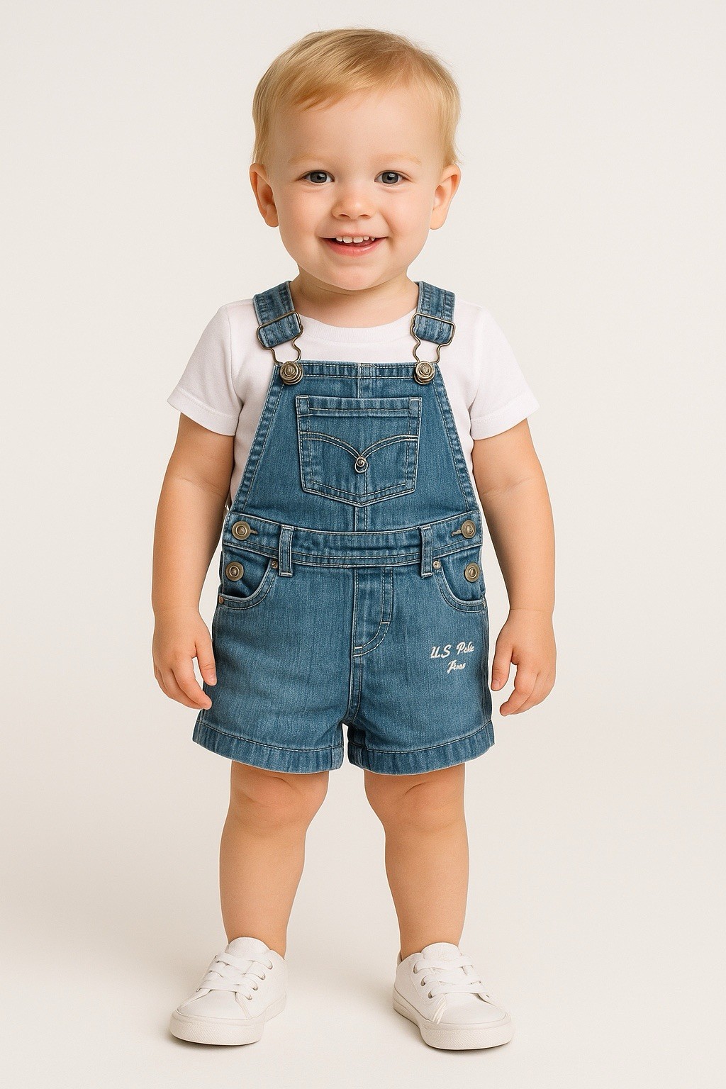 Vintage U.S. Polo Assn. Girl/Boy Overall Shortall Blue Denim  Retro Y2k 90s 2T