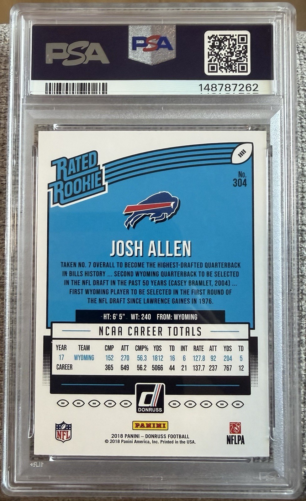 2018 Panini Donruss - Rated Rookie Josh Allen #304 (RC) view 2