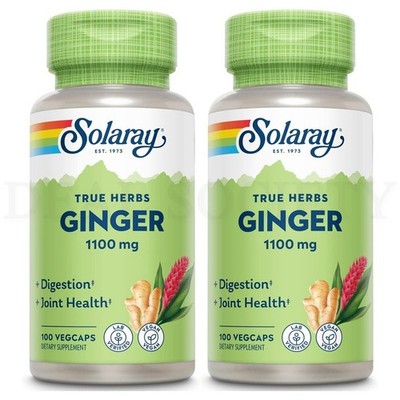 Solaray Ginger Root 1100mg for Healthy Digestion 100 VegCaps Lot of 2