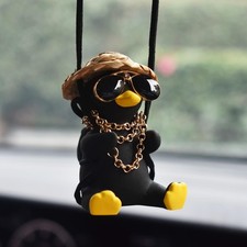 Duck Car Hanging Ornament Cool Sunglasses Swinging Duck Rearview Mirror Decor