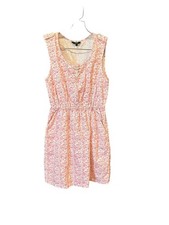 J. Crew dress women 2 pink white floral cotton linen blend sleeveless kneelength
