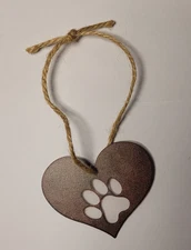 Ornament Decoration - Paw Print in Heart  Cat Dog