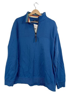 Walbusch Herren Pullover 1/4 Zip Sweatshirt Blau Gr. 56/3XL Baumwolle