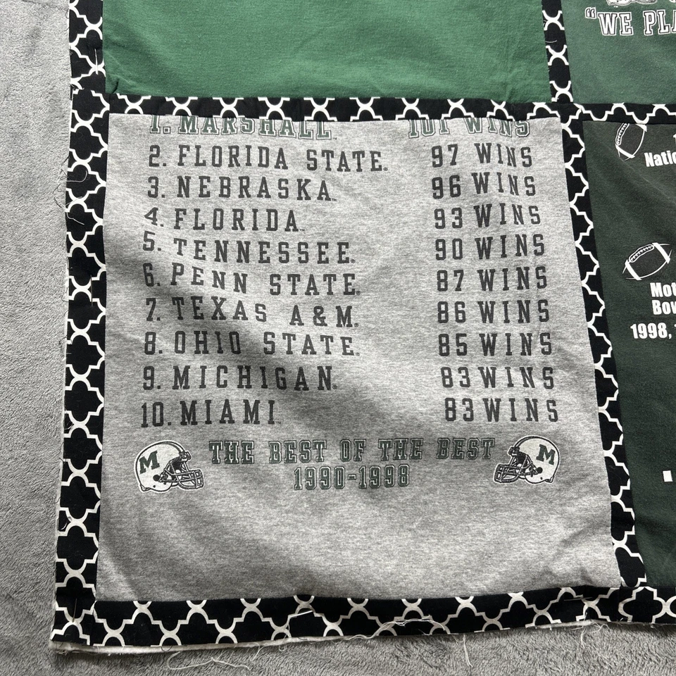 Marshall University Football West Virginia T Shirt Blanket Quilted Unfinished - Image 2 of 4