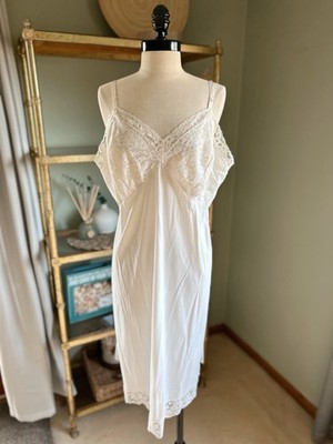 1950s Vanity Fair White Slip Dress Ladies SZ 42 Nylon White READ