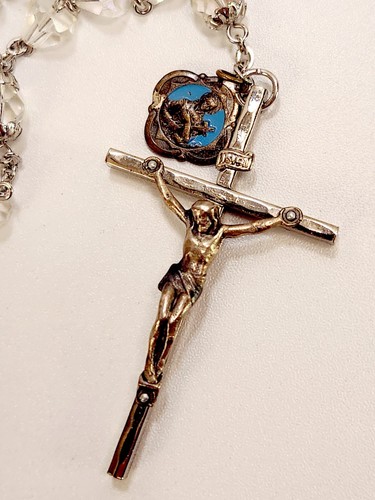 De Colección Pieta AB Aurora Boreal Vidrio Redondo Rosario Oración Cuentas Cruz Crucifijo 22" - Imagen 9 de 17