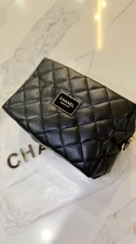 Chanel Quilted Makeup Bag Black  Cosmetic Case