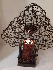 Beautiful Candle Cave Opens On Both Sides& Closes Multiple Use's,wrought Iron