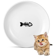 Peppapet Ceramic Cat Food Plates: Wet Bowls/Whisker Fish bone