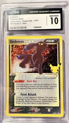 CGC 10 Umbreon ☆ 17/17 Pokémon Celebrations, 2021 English CGC Gem Mint 10