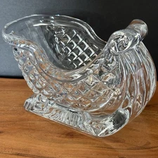 Vintage 24% Lead Crystal Santa Sleigh Centerpiece Candy Dish - HEAVY glass