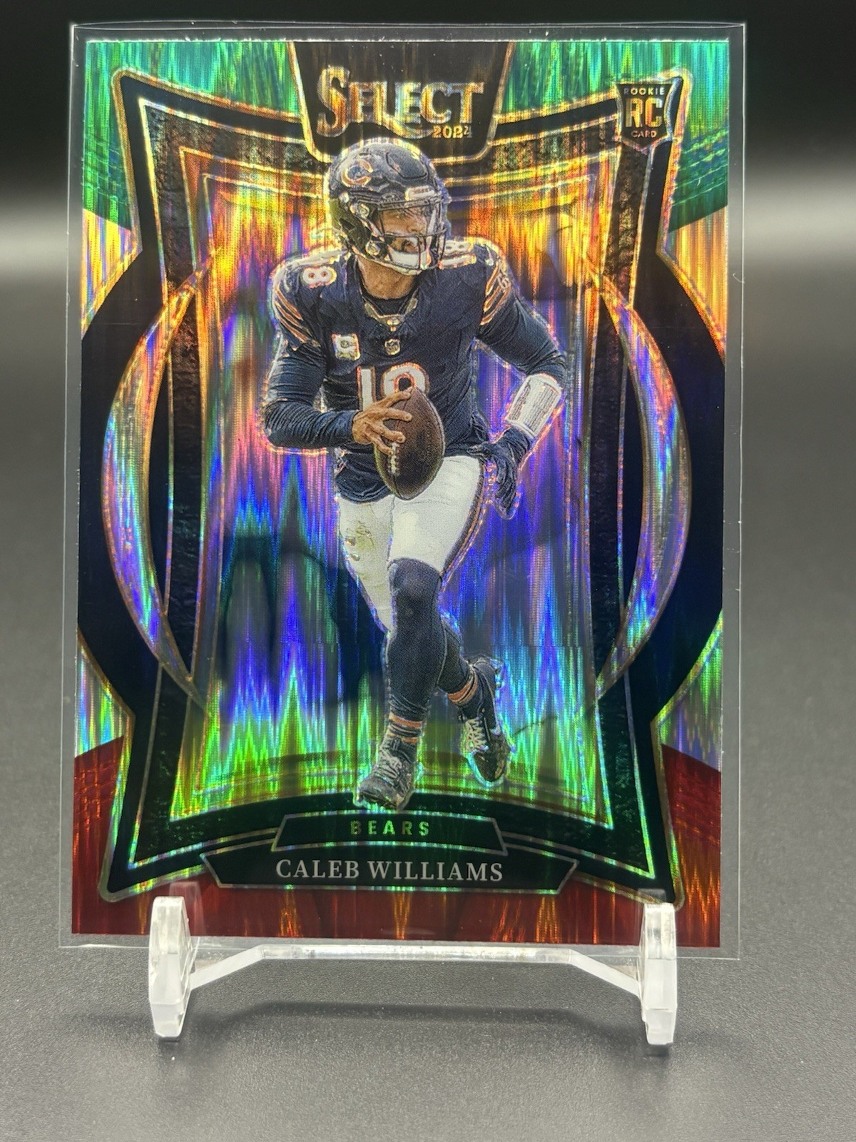 2024 Panini Select Caleb Williams Concourse Red & Green Shock Prizm #25 RC Bears