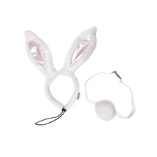 Midlee White Bunny Ears for Dogs with Tail Large 