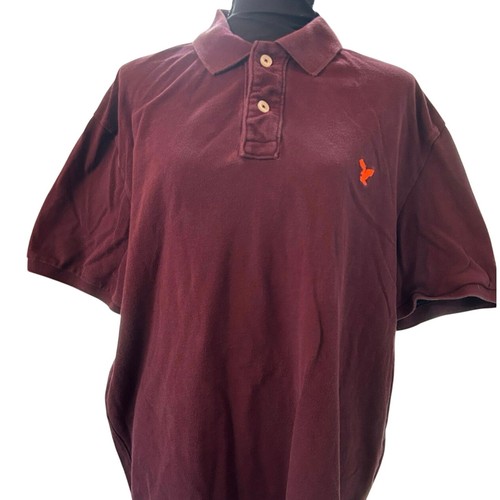 American Eagle Size XXL Mens Short Sleeve Polo Shirt Burgundy and Orange