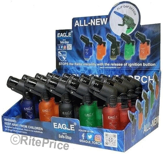 (3 PK) Eagle Jet 45 Degree Angle Flame Butane Torch Lighter Refillable Windproof