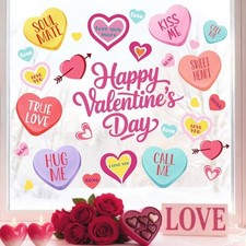 Happy Valentines Day Window Clings, Colorful Cutes Arrows Kids Love Heart