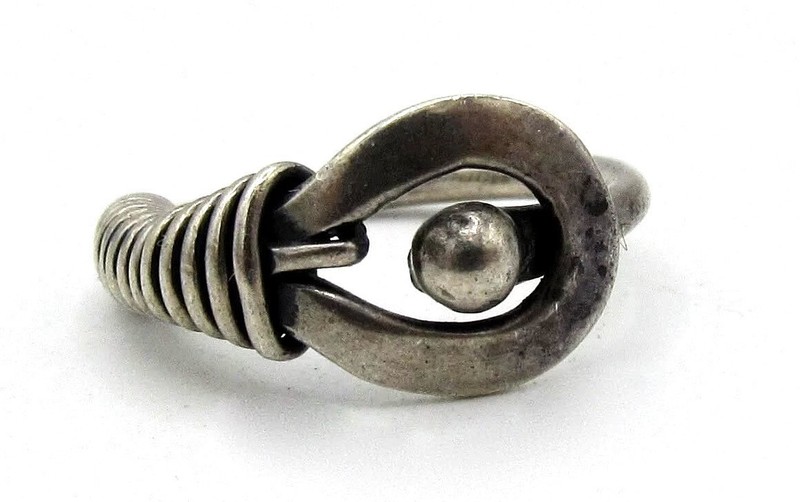 Abraham Paz Taxco Mexico Sterling Silver Tribe Lock Ring Vintage 925 Mid Century