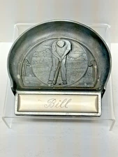 Vintage Superb USA Pewter Golf Putting Cup Felt Bottom name "BILL" Engraved