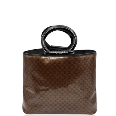 Celine Tote Bag Brown Black Patent Calfskin Vb 011926 B 8