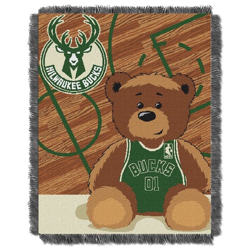 Manta De Jacquard Tejida Milwaukee Bucks De Medio Campo Para Bebé - Imagen 1 de 1