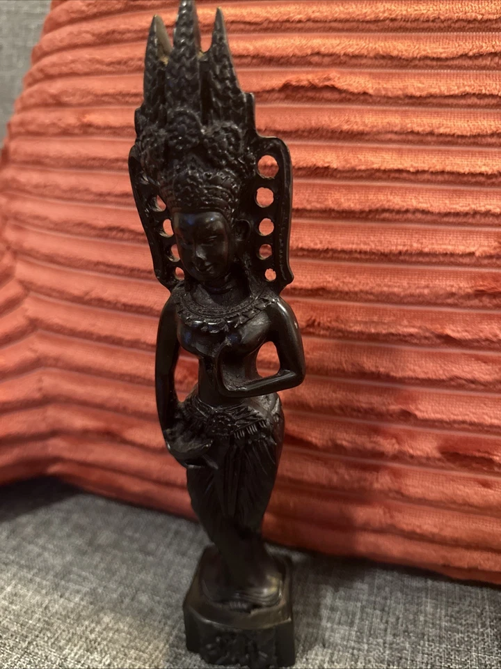 Estatuilla de diosa hindú tallada a mano de madera de rosa de colección, 10,5 pulgadas Foto 2 de 4