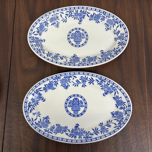 Vintage Jackson China Blue Floral Serving Platters SET OF 2 Restaurant Ware USA - Picture 1 of 9
