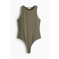 Forever 21 Olive Green Racerback Bodysuit Tank Top Sleeveless, NWT - Size L