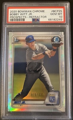 2020 Bowman Chrome Bobby Witt Jr. 1st Refractor #/499 Rookie RC PSA 10 Gem Mint