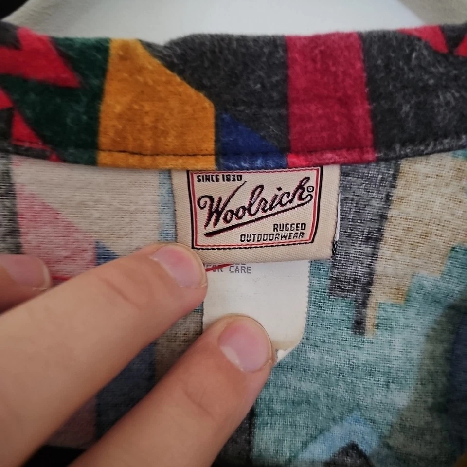De Colección Woolrich Franela Navajo Indio Manta Azteca Abotonada Camisa Vestido XL Foto 3 de 4