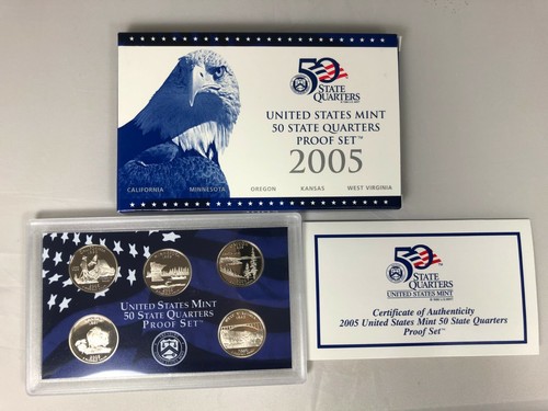 2005 S Proof State Quarter Set Gem DCam Original Box & COA 5 Coins CN Clad - Picture 3 of 5