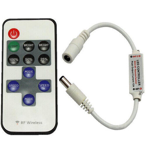 11 Key Controller Inline Dimmer With RF Wireless Remote for LED Strip Light USA