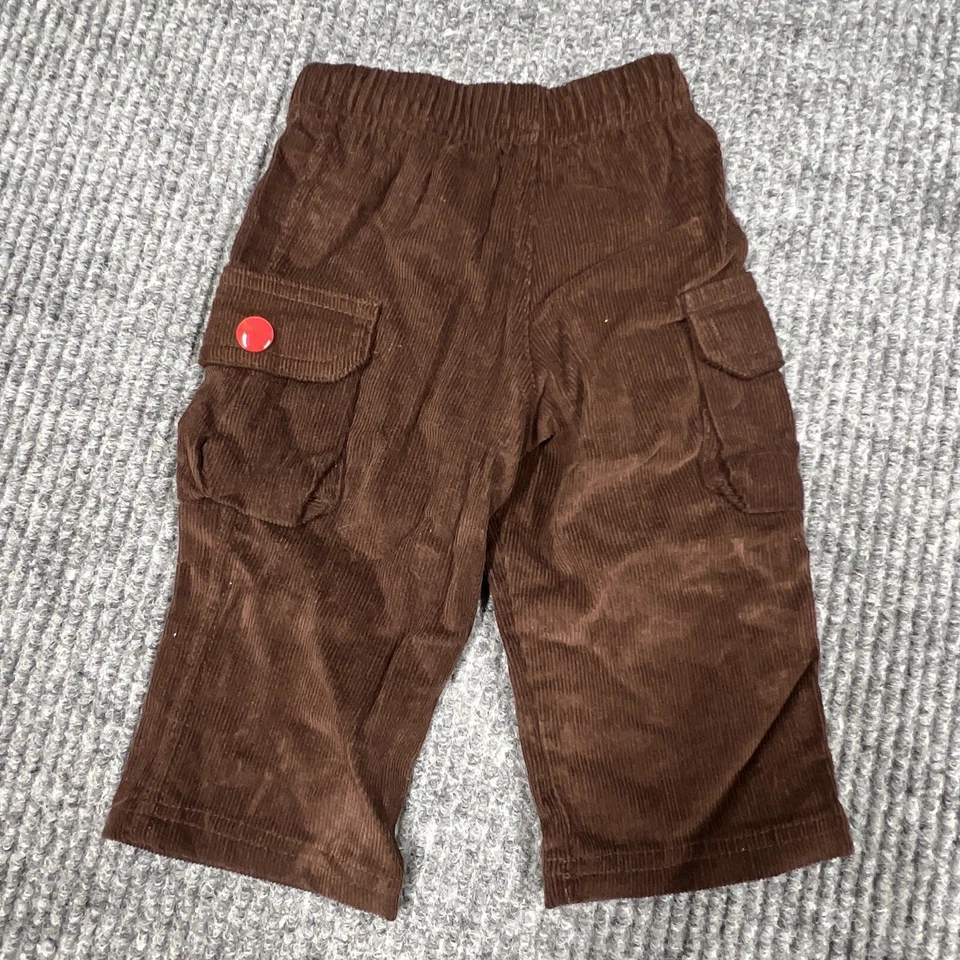 Calça de bebê Mud Pie meninos 0-6 meses veludo marrom puxar bolsos elásticos na cintura - Imagem 3 de 4