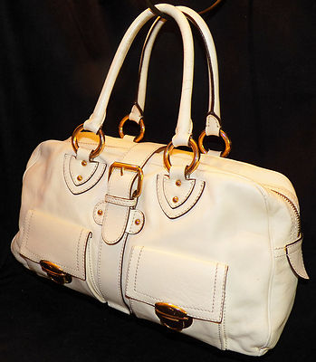 Marc Jacobs Made in Italy Venetia Satchel Ivory Leather Shoulder