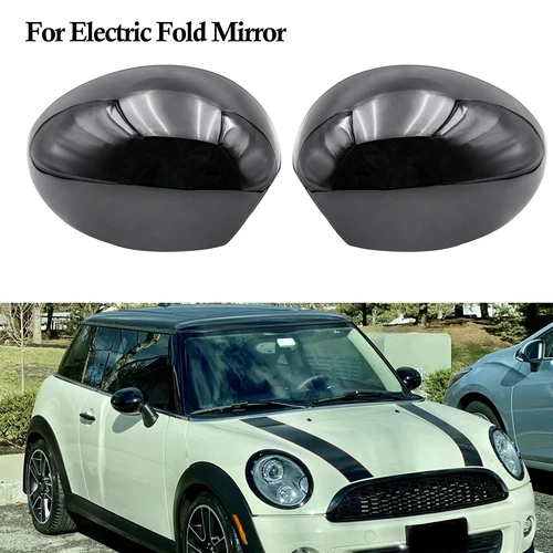 Gloss Black Electric Fold Side Mirror Cover Cap For Mini Cooper R55 R56  R57 R58