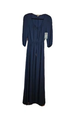 Juicy Couture Sz0 Navy Regal Maxi Long Sleeve Dress NWT
