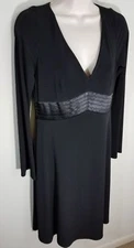 Womens Jane Street V Neck Empire Waist Black Dress Fully Lined Size 6 NWT