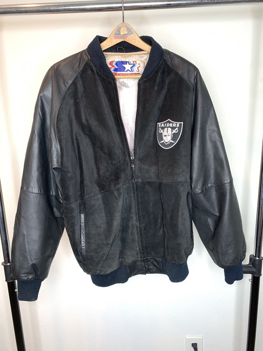 Vintage 80's starter jacket Raiders Suede Leather Custom Logo