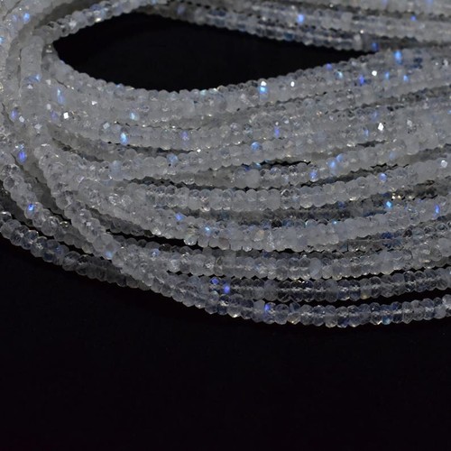 5 Stränge AAA+++ Natürlicher Blau Auffälliger Mondstein 3-4 MM Facettierte Ed... - Bild 5 von 12