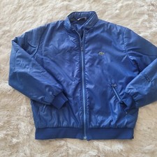 Vintage Izod X Lacoste Unisex Full Zip Nylon Windbreaker Hood Sz L Blue