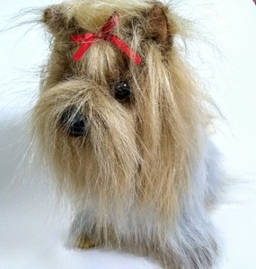 Douglas Cuddle Toy Long Hair Bow Brown Yorkie Yorkshire Puppy Dog