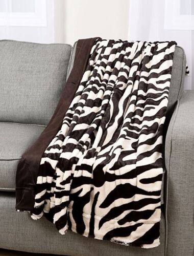 Onvergetelijk bad Let op New Zebra Print Plush Faux Fur Brown & White Super Soft Fleece Throw  Blanket | eBay