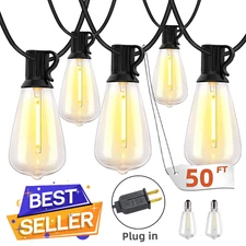 Outdoor String Lights Led,50-100FT Commercial Grade Patio Shatterproof Bulbs
