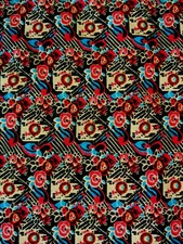 Small Floral Polyester Crepe Look weave Stretch Fabric BTHY x 50" wide