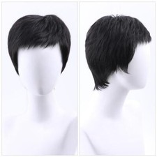 100 Real Hair COS WIG New Fashion Male Black Wig Men's Hair Wig