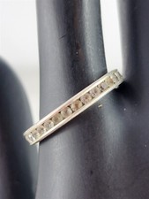 Vintage Sterling Silver 2mm Gemstone Inlay Band Ring Size 8.25 - 2.1 Grams