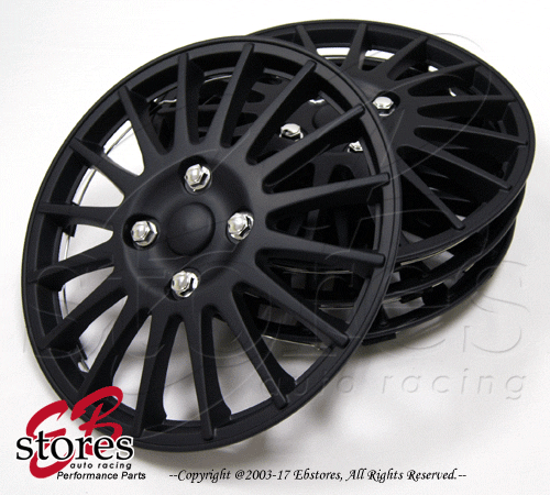 Matte Black 16 inch Hubcap Wheel Rim Skin Cover Hub caps (Style#611) 4pcs Set - Picture 2 of 4